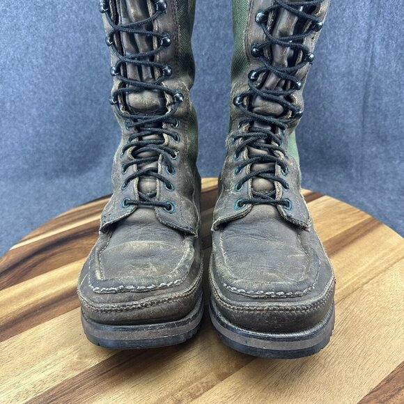 VTG WC Russell Moccasin Boots Camo Turkey Hunt Snake Proof 17” Tall Mens Sz 7.5D main image 5
